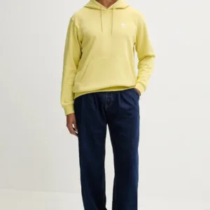 adidas Originals bluza Essentials męska kolor żółty z kapturem z aplikacją HY2078