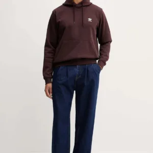 adidas Originals bluza Essentials męska kolor brązowy z kapturem gładka HY2083