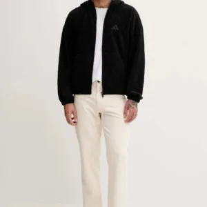 adidas bluza polarowa Future Icons męska kolor czarny z kapturem gładka JM6053