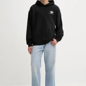 adidas Originals bluza bawełniana Intercon męska kolor czarny z kapturem z nadrukiem JW8615