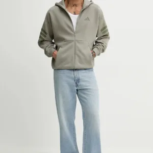 adidas bluza Fi 3S męska kolor zielony z kapturem z nadrukiem JW7112