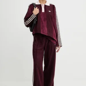 adidas Originals longsleeve welurowy kolor bordowy KS7795