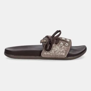adidas klapki zamszowe Adilette Comfort damskie kolor brązowy JS4597