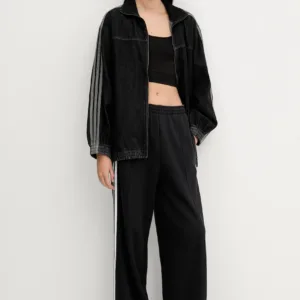 adidas Originals kurtka jeansowa Denim Os TT kolor czarny przejściowa oversize JY2897