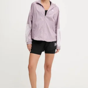 adidas Performance kurtka do biegania HYGLM kolor różowy przejściowa JX7382