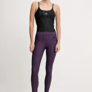 adidas Performance legginsy treningowe Optime damskie kolor fioletowy z nadrukiem JX3126