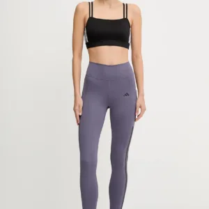 adidas Performance legginsy treningowe Opt 3S damskie kolor fioletowy z nadrukiem JX7322