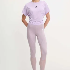 adidas Performance legginsy treningowe HYGLM damskie kolor różowy wzorzyste JX7345