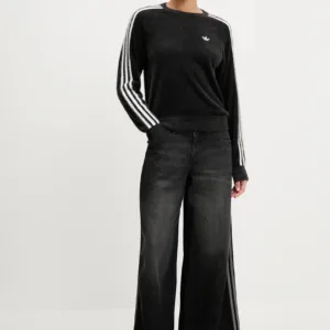 adidas Originals jeansy Denim Wide Pant damskie kolor czarny JV7453