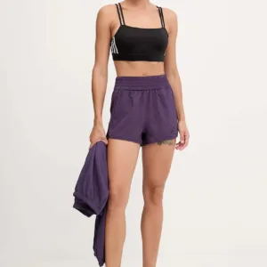 adidas Performance szorty treningowe Pacer damskie kolor fioletowy gładkie high waist JX7300