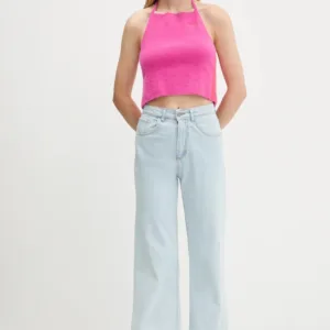 adidas Originals top Fluffy Halter kolor fioletowy odkryte plecy JW6002