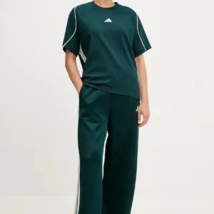 adidas t-shirt bawełniany Stadium damski kolor zielony JW0449