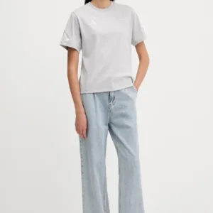 adidas t-shirt bawełniany x Mercedes damski kolor szary JW3482