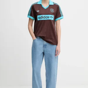 adidas Originals t-shirt Football Tee damski kolor brązowy JY3542
