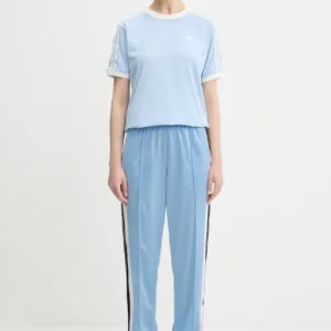 adidas Originals t-shirt bawełniany Ruffle 3S Tee damski kolor niebieski KC8820