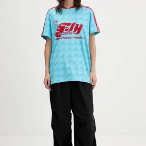 adidas Originals t-shirt Footie Jersey damski kolor niebieski JW2771