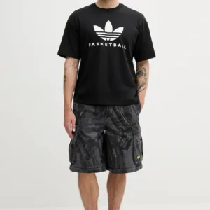 adidas Originals t-shirt Originals Basketball Courtside Tee męski kolor czarny z nadrukiem JW6641