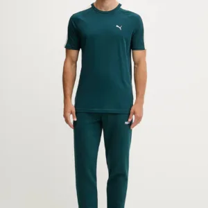 Puma t-shirt bawełniany męski kolor zielony z aplikacją 629592