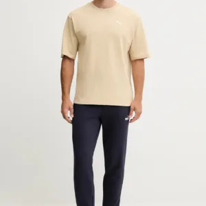 Puma t-shirt bawełniany męski kolor beżowy gładki 629645