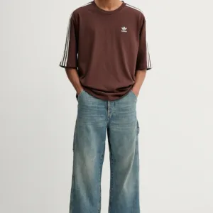 adidas Originals t-shirt bawełniany Oversize Tee męski kolor brązowy z aplikacją KA0476