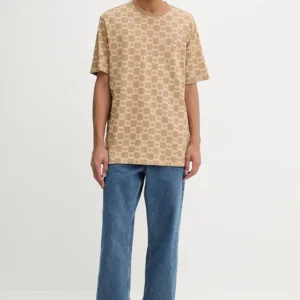 adidas Originals t-shirt bawełniany Mg Lo Ss T męski kolor beżowy wzorzysty JY2970