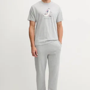 New Balance t-shirt bawełniany męski kolor szary z nadrukiem MT53941AG