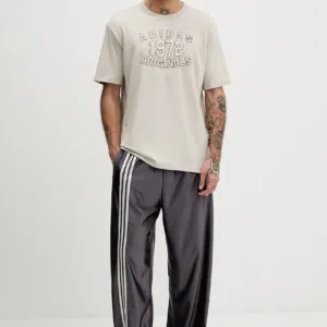 adidas Originals t-shirt bawełniany Varsity męski kolor beżowy z aplikacją JX8176