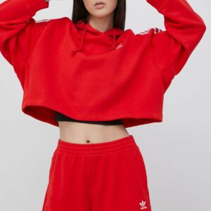 adidas Originals bluza Adicolor HC2017 damska kolor czerwony z kapturem z aplikacją HC2017-VIRED