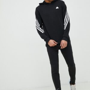 adidas bluza męska kolor czarny z kapturem z nadrukiem