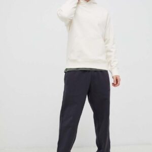 New Balance bluza bawełniana męska kolor beżowy z kapturem gładka