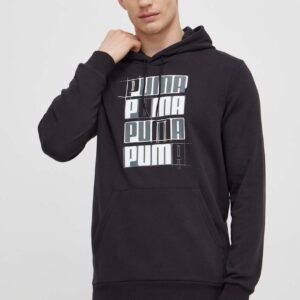 Puma bluza męska kolor czarny z kapturem z nadrukiem 678978