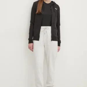 Puma bluza damska kolor czarny z kapturem gładka 682406