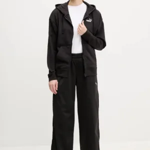 Puma bluza damska kolor czarny z kapturem z aplikacją 682410