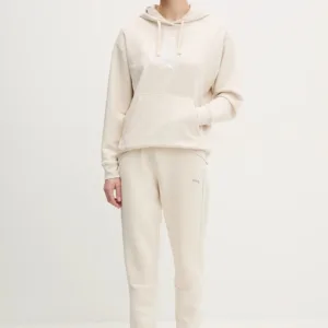 Puma bluza damska kolor beżowy z kapturem z aplikacją 684983