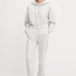 New Balance bluza bawełniana damska kolor szary z kapturem gładka WJ51506AHH