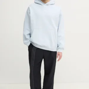 adidas Originals bluza bawełniana Essential męska kolor niebieski z kapturem gładka JD3300
