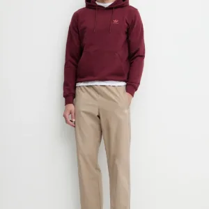 adidas Originals bluza bawełniana Essential męska kolor bordowy z kapturem gładka JD2409