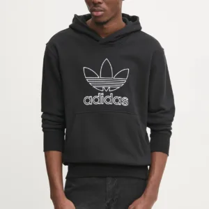 adidas Originals bluza bawełniana OUTL TREF HDY męska kolor czarny z kapturem z aplikacją JP1079