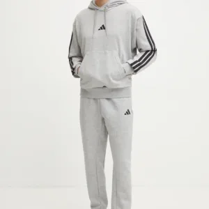 adidas bluza Essentials męska kolor szary z kapturem z aplikacją JD1871