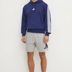 adidas bluza Essentials męska kolor granatowy z kapturem z aplikacją JD1872