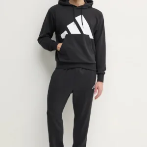 adidas bluza Essentials męska kolor czarny z kapturem z nadrukiem IN6164