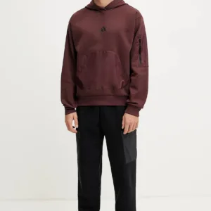 adidas bluza City Escape męska kolor czerwony z kapturem gładka JF3278