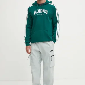 adidas bluza Collegiate męska kolor zielony z kapturem z nadrukiem JV6506