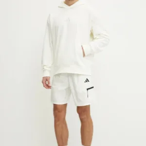 adidas bluza ALL SZN Luxe męska kolor beżowy z kapturem gładka JJ3641