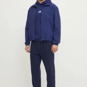 adidas bluza Essential Colorblock męska kolor granatowy z kapturem wzorzysta JD8064