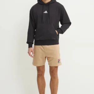 adidas bluza Feelcozy męska kolor czarny z kapturem z aplikacją JE3807