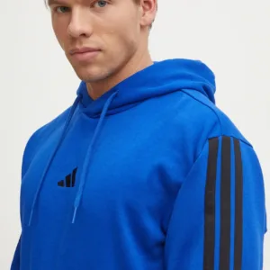 adidas bluza Essentials męska kolor niebieski z kapturem z aplikacją JE6300
