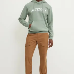 adidas TERREX bluza dresowa kolor zielony z kapturem z nadrukiem JH3275