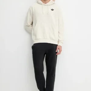 adidas Originals bluza bawełniana Skeleton Hoodie męska kolor beżowy z kapturem z nadrukiem JN4557