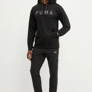 Puma bluza treningowa Cloudspun kolor czarny z kapturem z nadrukiem 526678